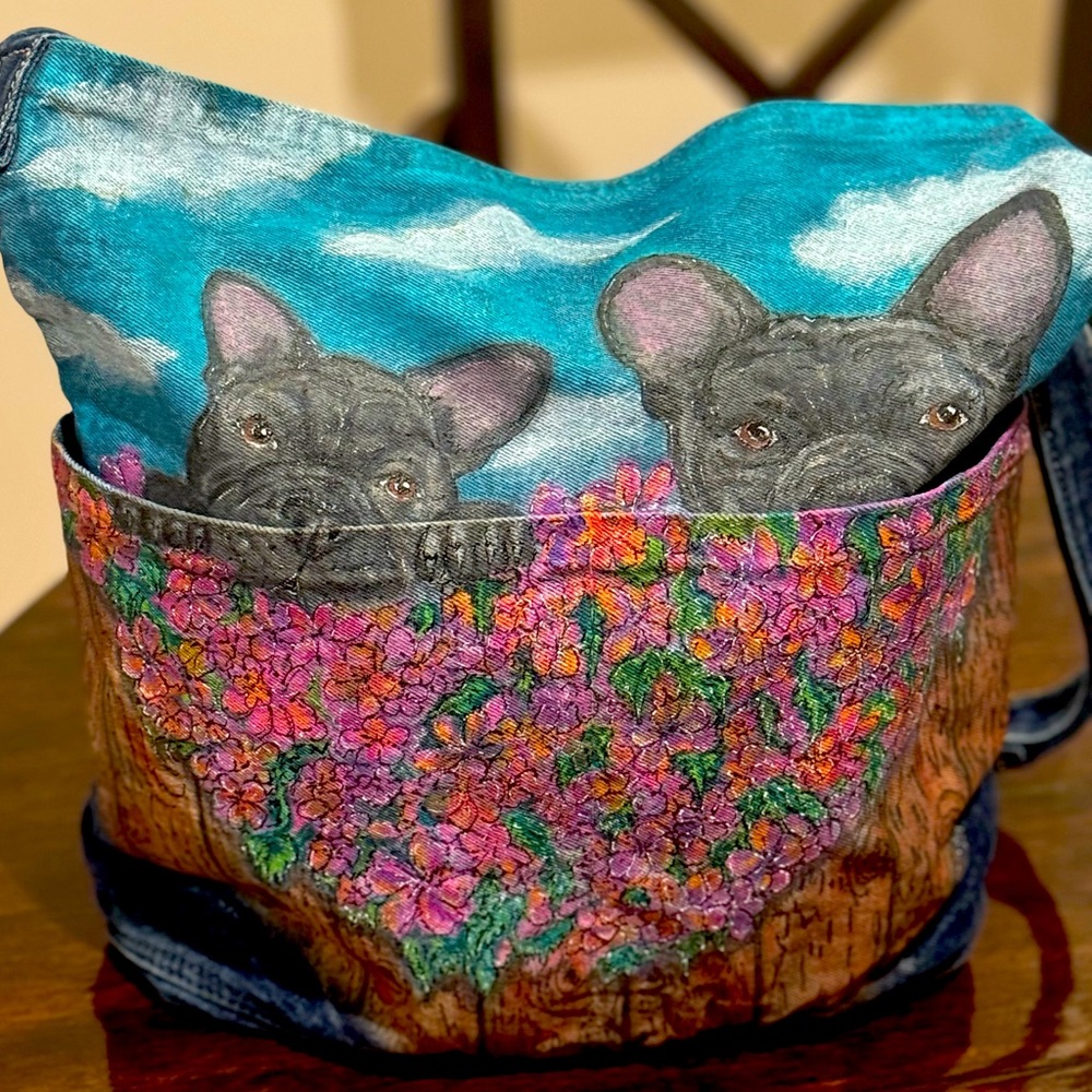 Hand painted - One Of A Kind denim Tote bag!!!!